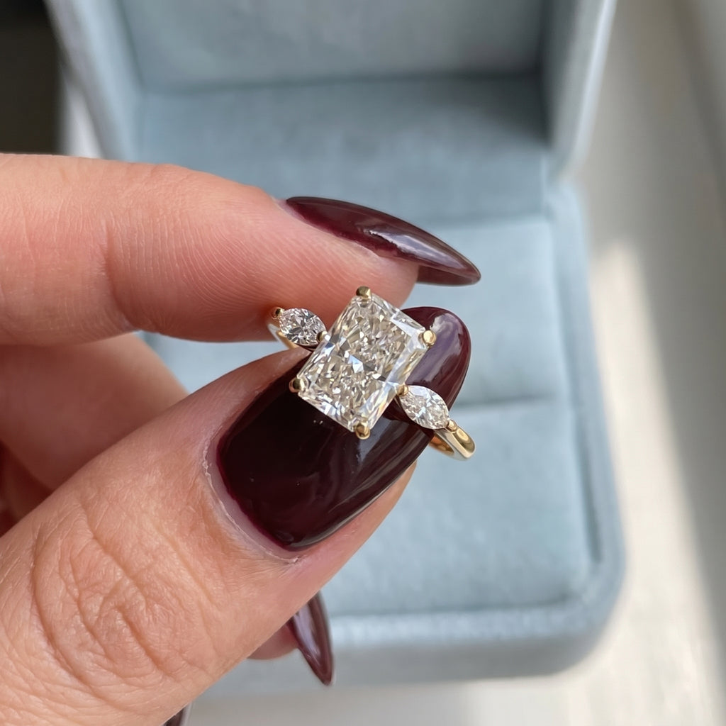 Radiant Cut Lab-Grown Diamond Three-Stone Engagement Ring