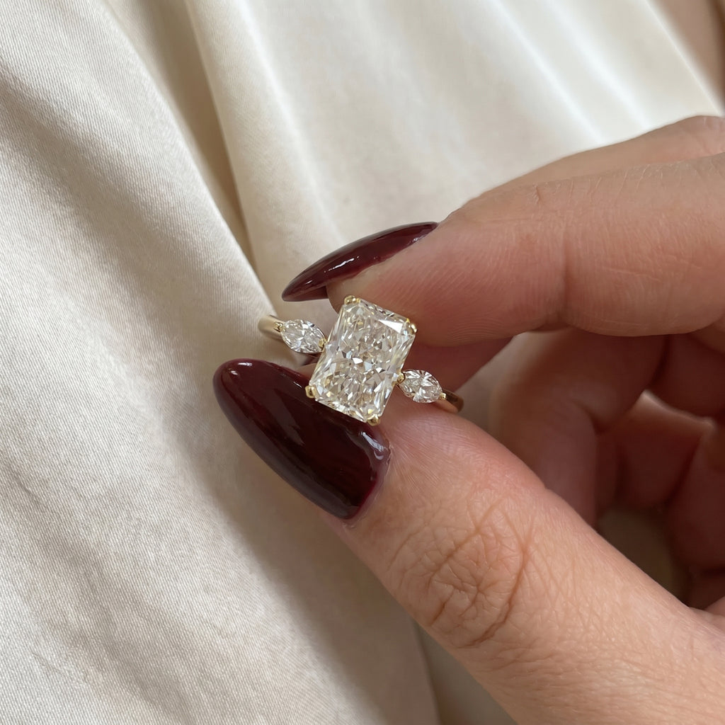 Radiant Cut Lab-Grown Diamond Three-Stone Engagement Ring