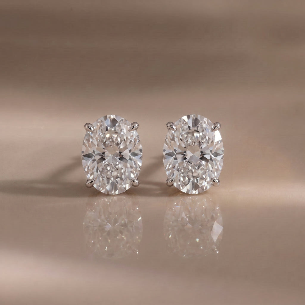 Oval Lab-Grown Diamond Stud Earrings | 1–3 CTW | 14K Gold