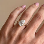1 carat fantasy yellow pear synthetic diamond seal ring, 14 carat solid gold, IGI certified