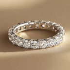 Moissanite Eternity Ring, 925 Sterling Silver Ring, Full Eternity Wedding Ring, D VVS Round Moissanite.