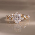 Oval Cut Lab Grown Diamond Engagement Ring, Zig-Zag Pavé Band, 14K Gold