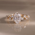 Oval Cut Lab Grown Diamond Engagement Ring, Zig-Zag Pavé Band, 14K Gold