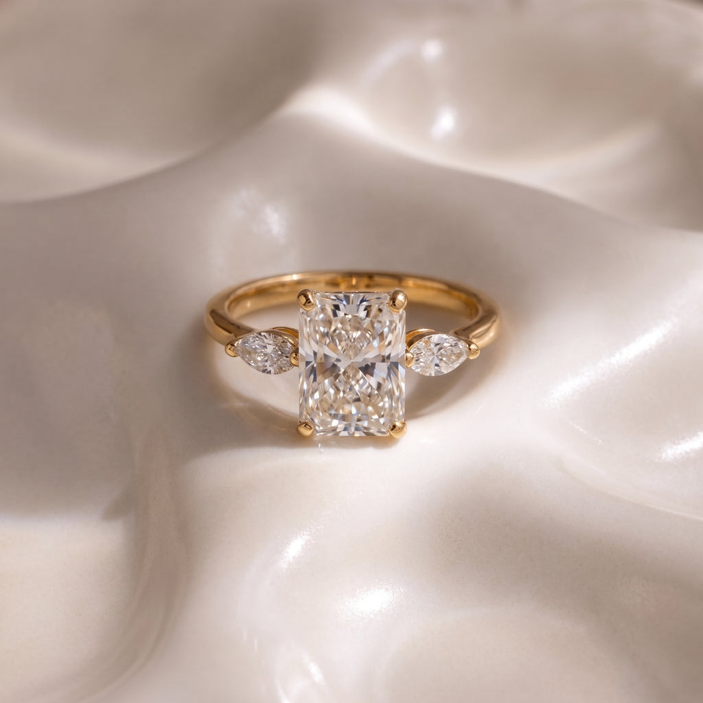 Radiant Cut Lab-Grown Diamond Three-Stone Engagement Ring
