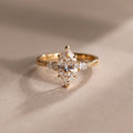 Marquise Three-Stone Engagement Ring, Lab-Grown Diamond, 14K Gold