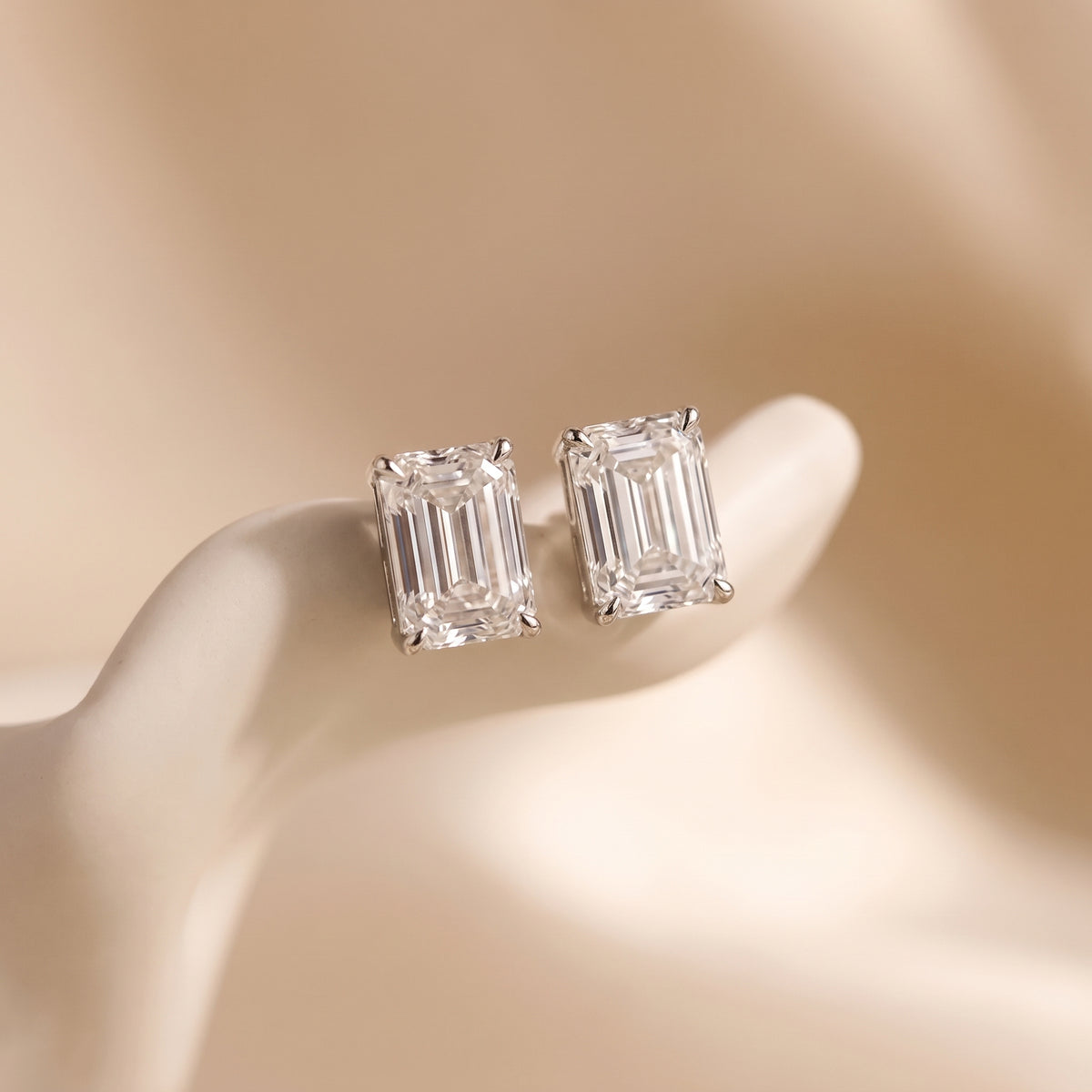 Emerald Cut Lab-Grown Diamond Stud Earrings | 1–3 CTW | 14K Gold