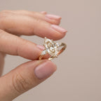 Marquise Three-Stone Engagement Ring, Lab-Grown Diamond, 14K Gold