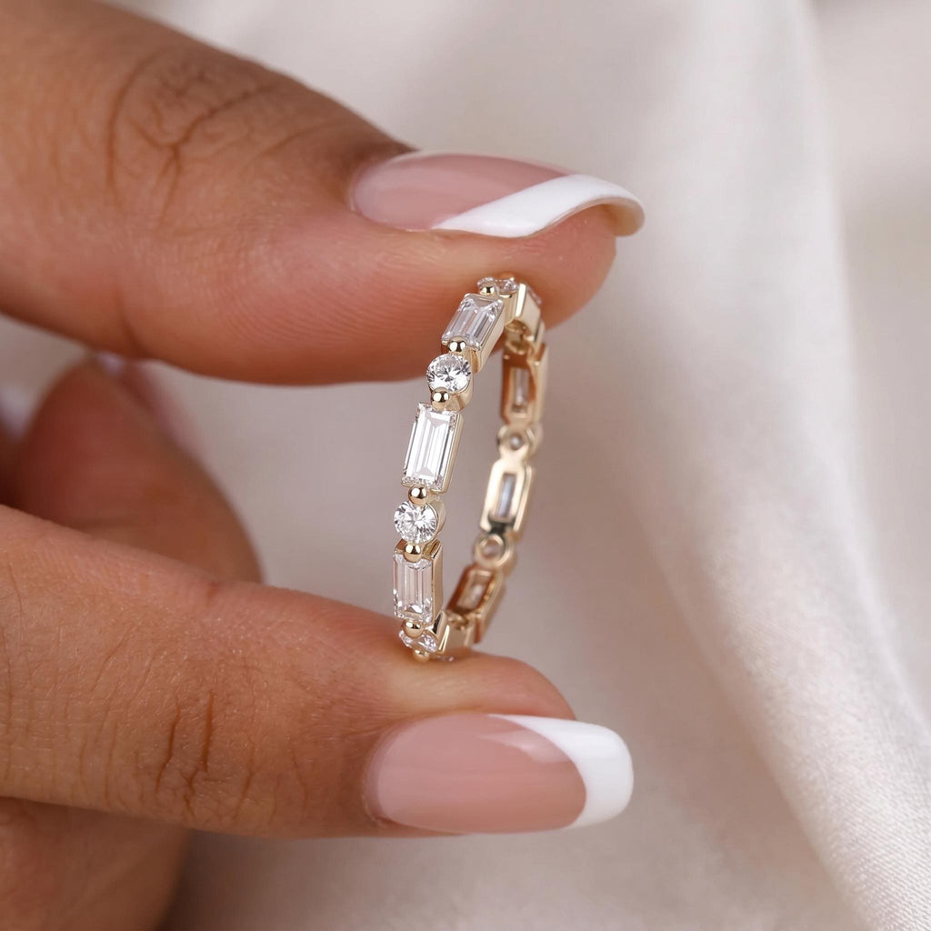 Marquise & Baguette Lab-Grown Diamond Wedding Band | 14K Gold