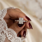 Radiant Cut Lab-Grown Diamond Engagement Ring with Marquise Side Stones | 14K Gold