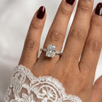 Radiant Cut Lab-Grown Diamond Engagement Ring with Marquise Side Stones | 14K Gold