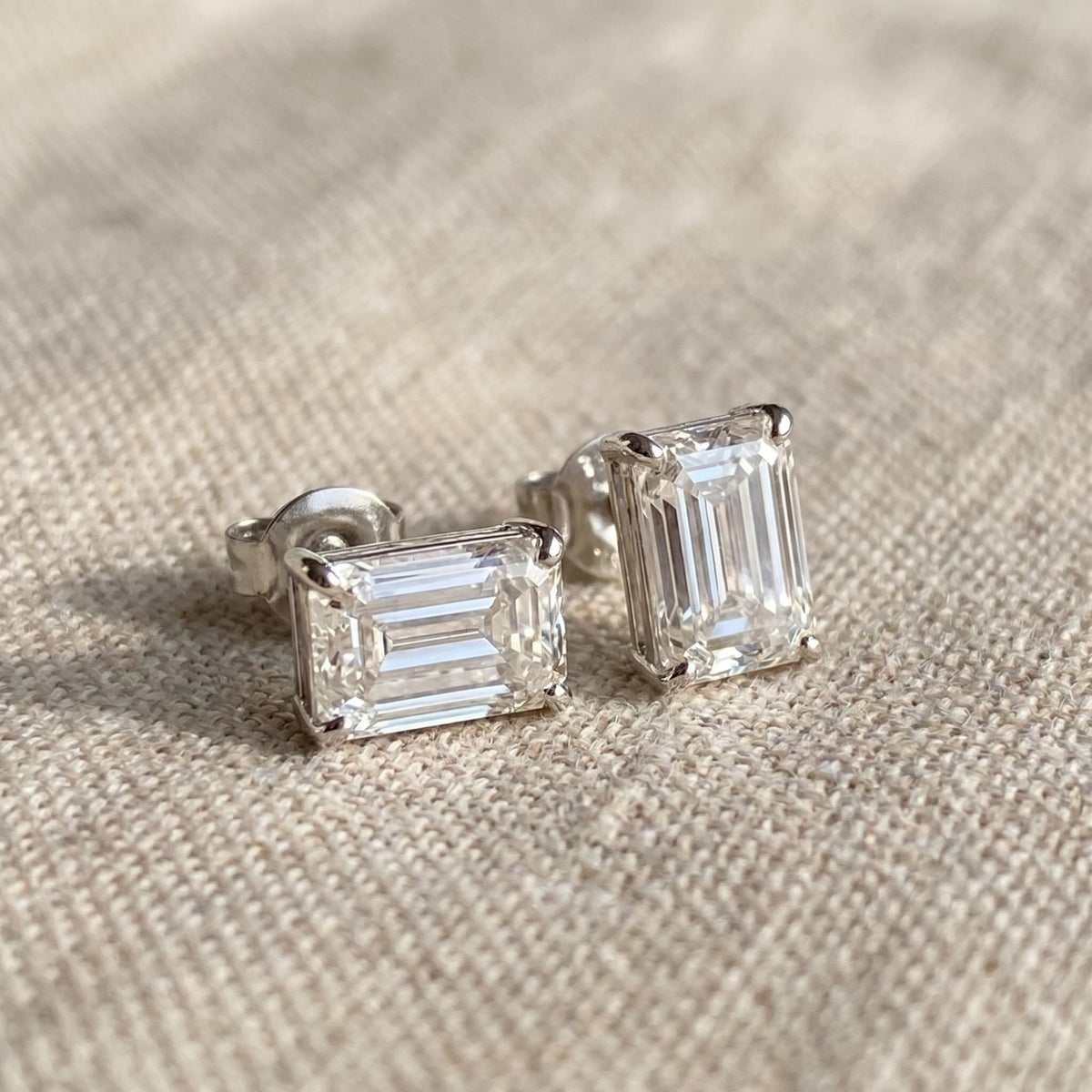 Emerald Cut Lab-Grown Diamond Stud Earrings | 1–3 CTW | 14K Gold