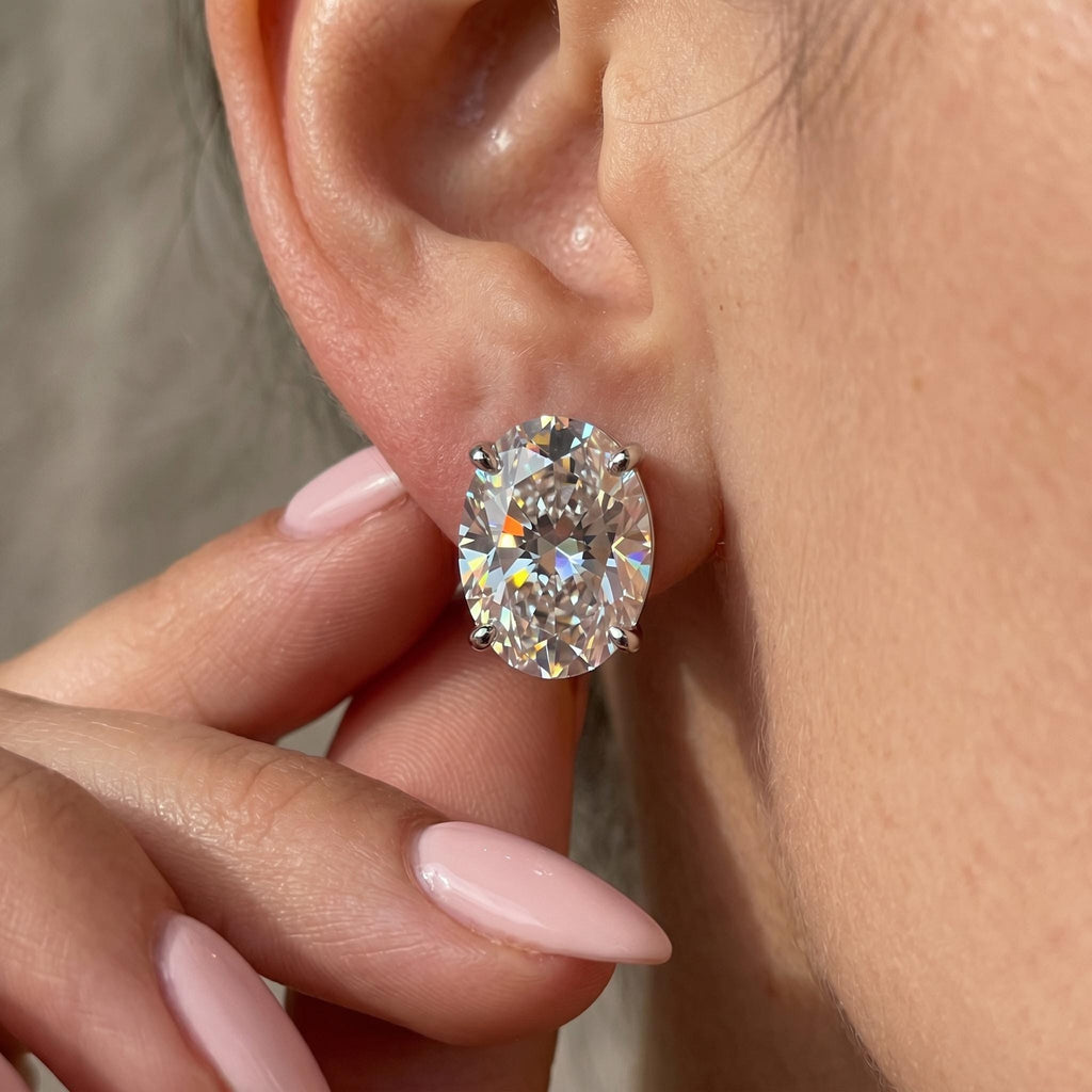 Oval Lab-Grown Diamond Stud Earrings | 1–3 CTW | 14K Gold