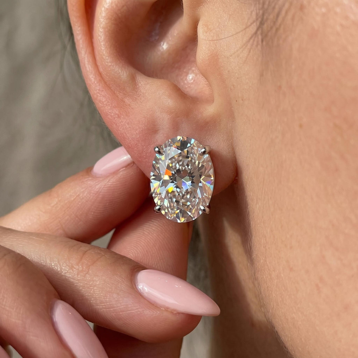 Oval Lab-Grown Diamond Stud Earrings | 1–3 CTW | 14K Gold
