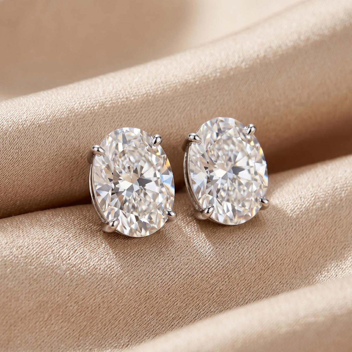Oval Lab-Grown Diamond Stud Earrings | 1–3 CTW | 14K Gold
