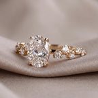 Oval Cut Lab Grown Diamond Engagement Ring, Zig-Zag Pavé Band, 14K Gold