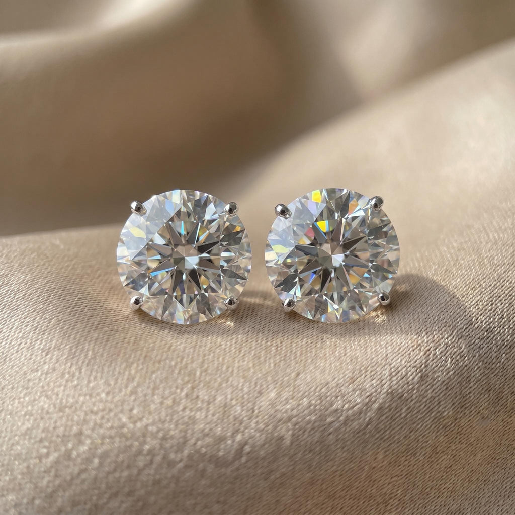 Round Cut Lab Grown Diamond Stud Earrings, 1–3 CTW, Solid 14K Gold