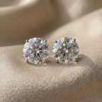 Round Cut Lab Grown Diamond Stud Earrings, 1–3 CTW, Solid 14K Gold
