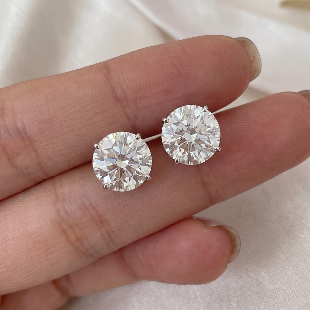 Round Cut Lab Grown Diamond Stud Earrings, 1–3 CTW, Solid 14K Gold