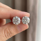Round Cut Lab Grown Diamond Stud Earrings, 1–3 CTW, Solid 14K Gold