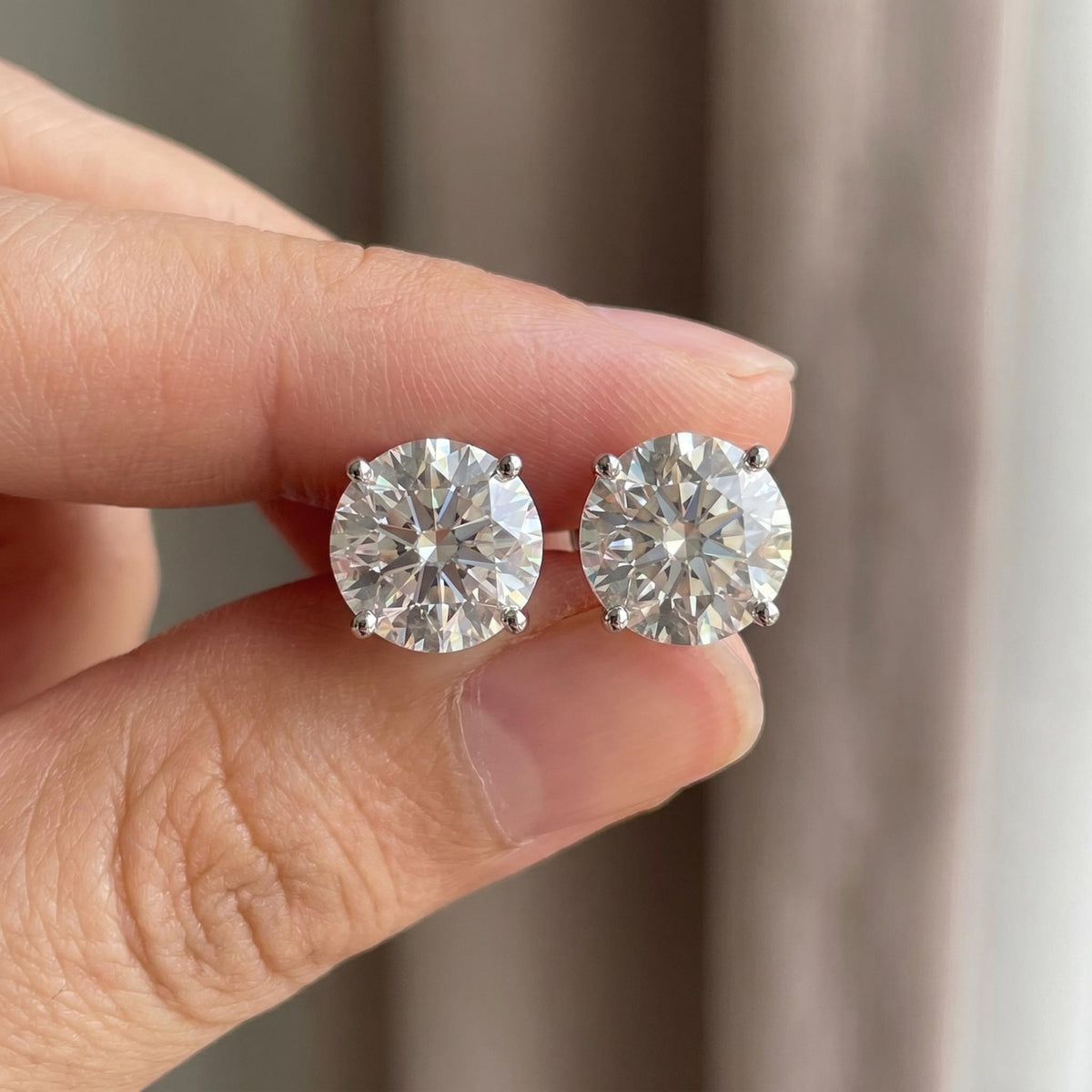 Round Cut Lab Grown Diamond Stud Earrings, 1–3 CTW, Solid 14K Gold