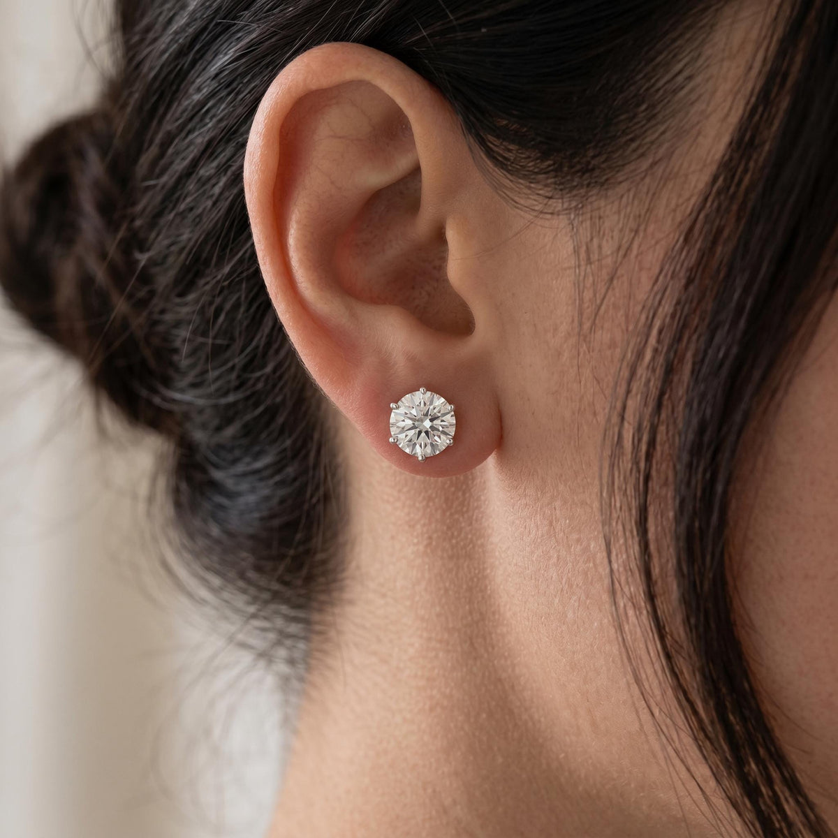 Round Cut Lab Grown Diamond Stud Earrings, 1–3 CTW, Solid 14K Gold