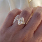Marquise Cut Lab Grown Diamond Engagement Ring, Cluster Halo, Solid 14K Gold, 1–3 CT