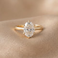 Oval Cut Lab Grown Diamond Engagement Ring, Tulip Solitaire, Solid 14K Gold, 1–3 CT