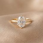 Oval Cut Lab Grown Diamond Engagement Ring, Tulip Solitaire, Solid 14K Gold, 1–3 CT