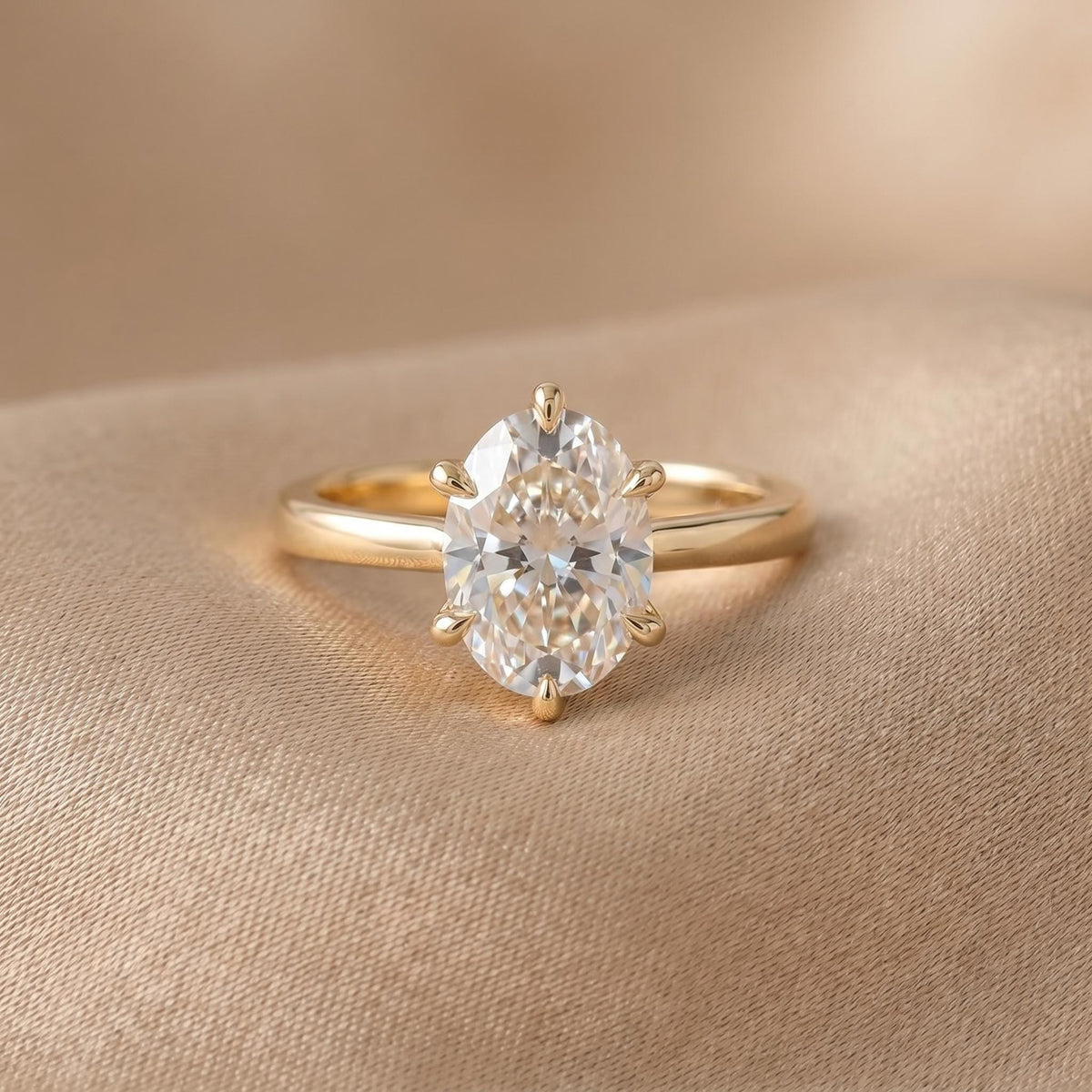 Oval Cut Lab Grown Diamond Engagement Ring, Tulip Solitaire, Solid 14K Gold, 1–3 CT