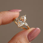 Marquise Three-Stone Engagement Ring, Lab-Grown Diamond, 14K Gold