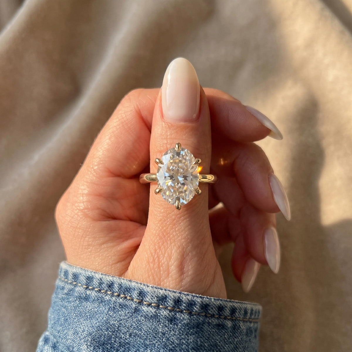 Oval Cut Lab Grown Diamond Engagement Ring, Tulip Solitaire, Solid 14K Gold, 1–3 CT
