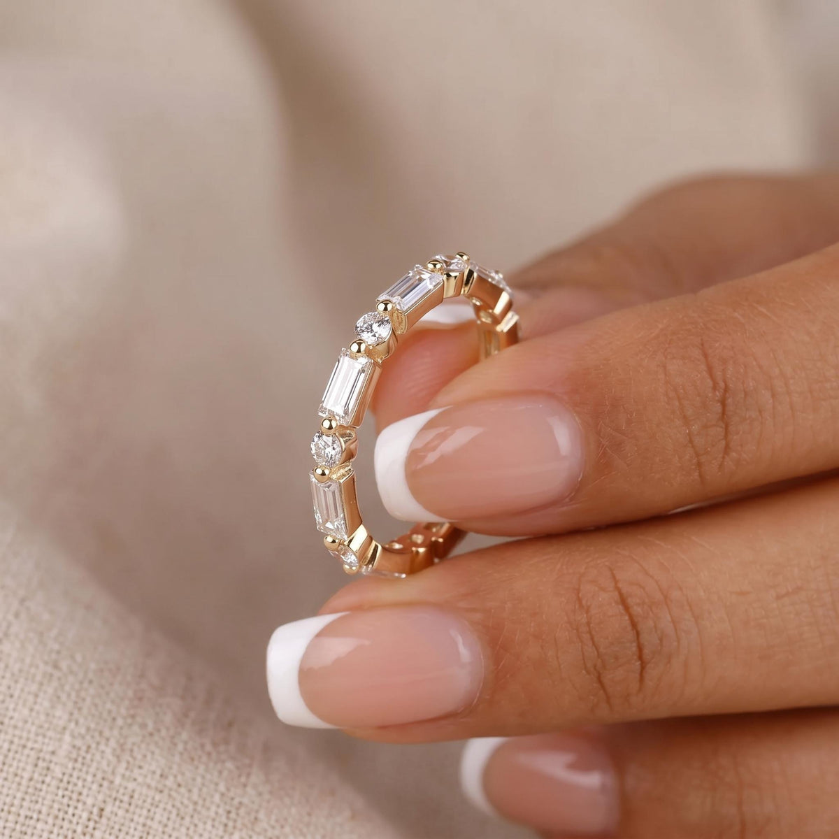 Marquise & Baguette Lab-Grown Diamond Wedding Band | 14K Gold