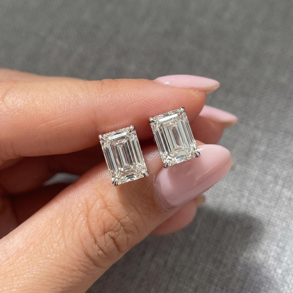 Emerald Cut Lab-Grown Diamond Stud Earrings | 1–3 CTW | 14K Gold