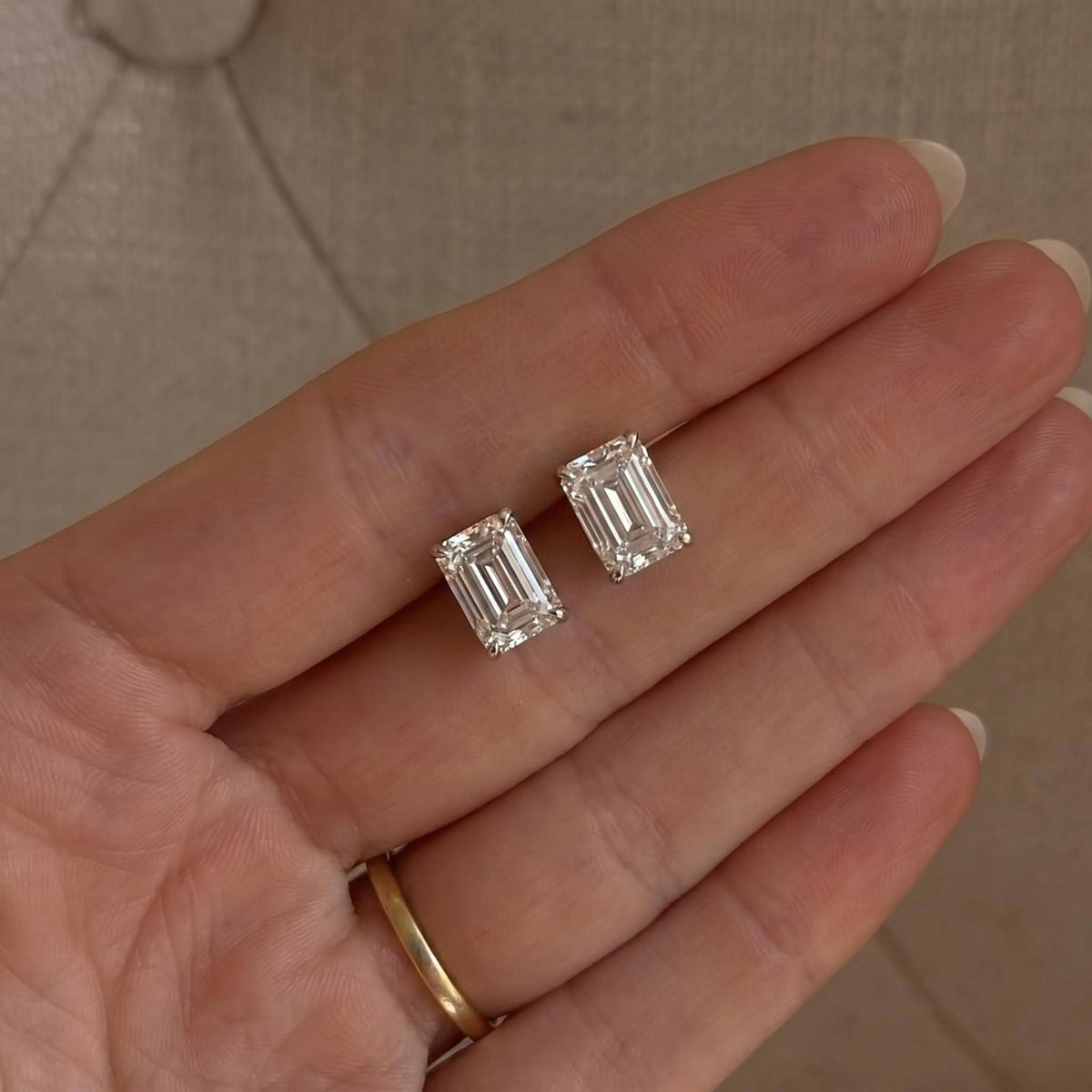 Emerald Cut Lab-Grown Diamond Stud Earrings | 1–3 CTW | 14K Gold