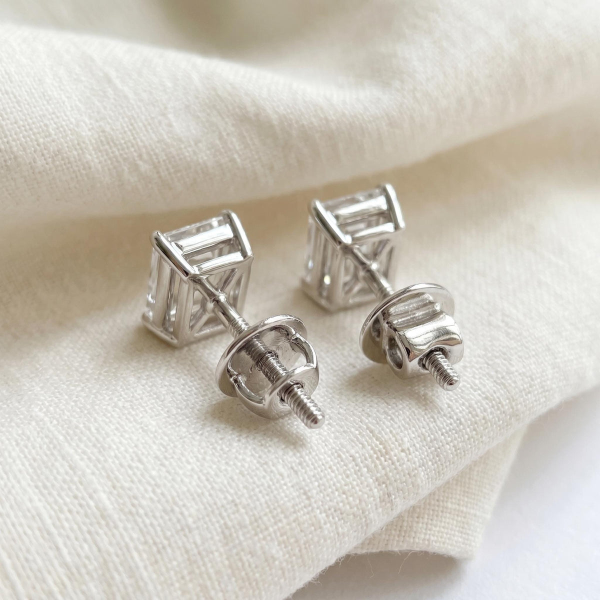 Emerald Cut Lab-Grown Diamond Stud Earrings | 1–3 CTW | 14K Gold