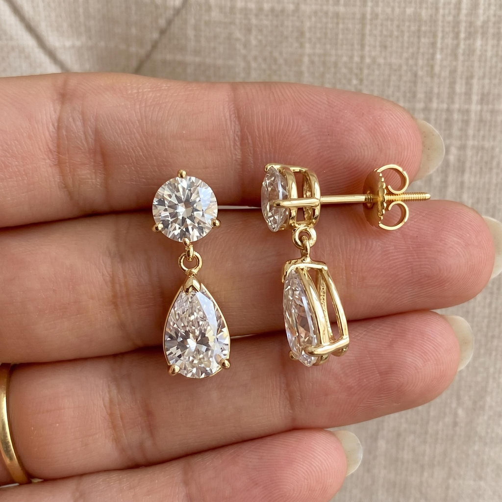 Pear Drop Lab-Grown Diamond Earrings | 1–3 CTW | 14K Gold