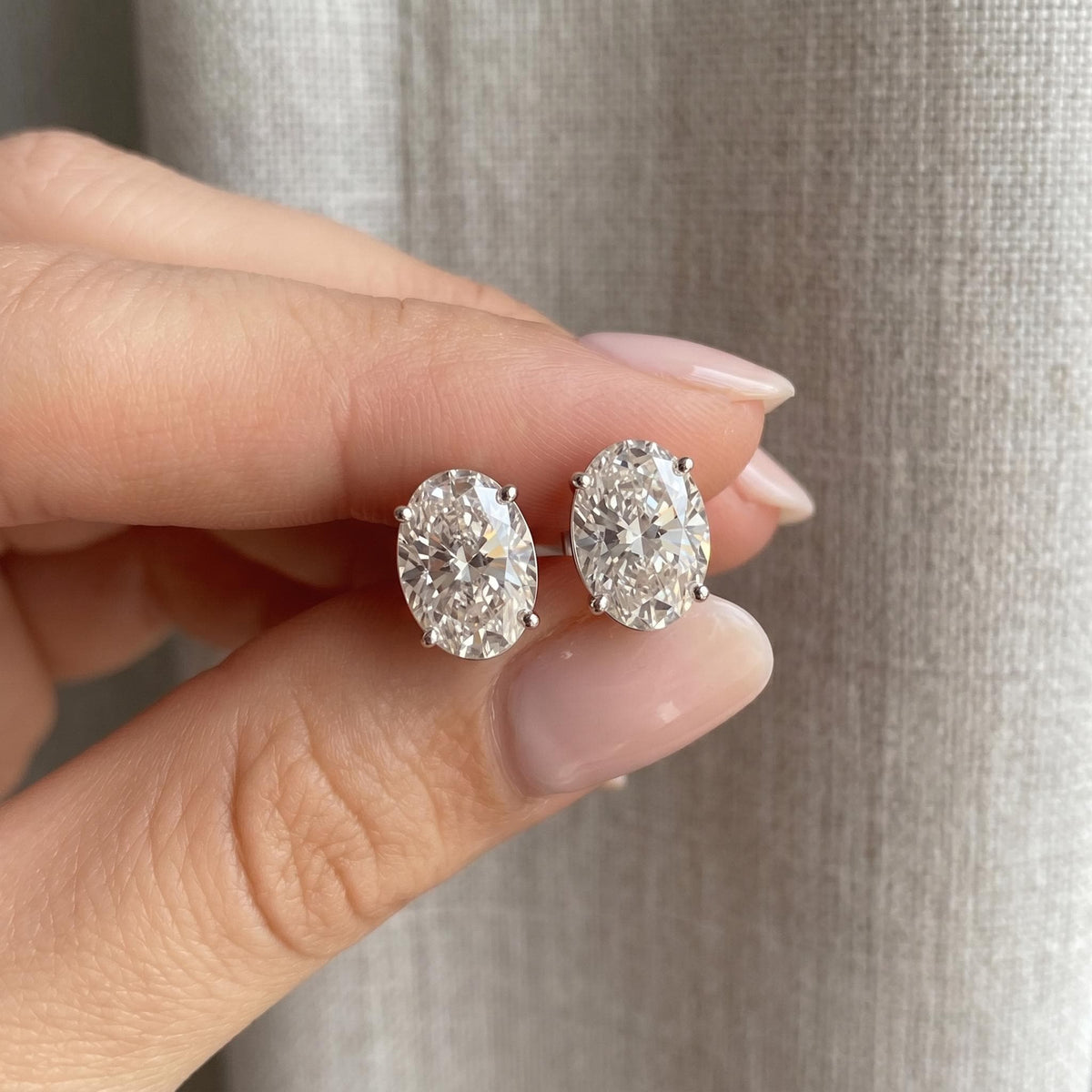 Oval Lab-Grown Diamond Stud Earrings | 1–3 CTW | 14K Gold