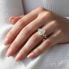 Oval Cut Lab Grown Diamond Engagement Ring, Zig-Zag Pavé Band, 14K Gold