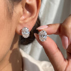 Oval Moissanite Stud Earrings, 1 CTW D VVS1, 925 Sterling Silver, GRA Certificate, Push or Screw Back