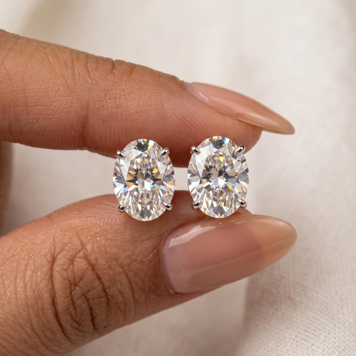 Oval Moissanite Stud Earrings, 1 CTW D VVS1, 925 Sterling Silver, GRA Certificate, Push or Screw Back