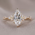 Marquise Cut Lab Grown Diamond Engagement Ring, Cluster Halo, Solid 14K Gold, 1–3 CT