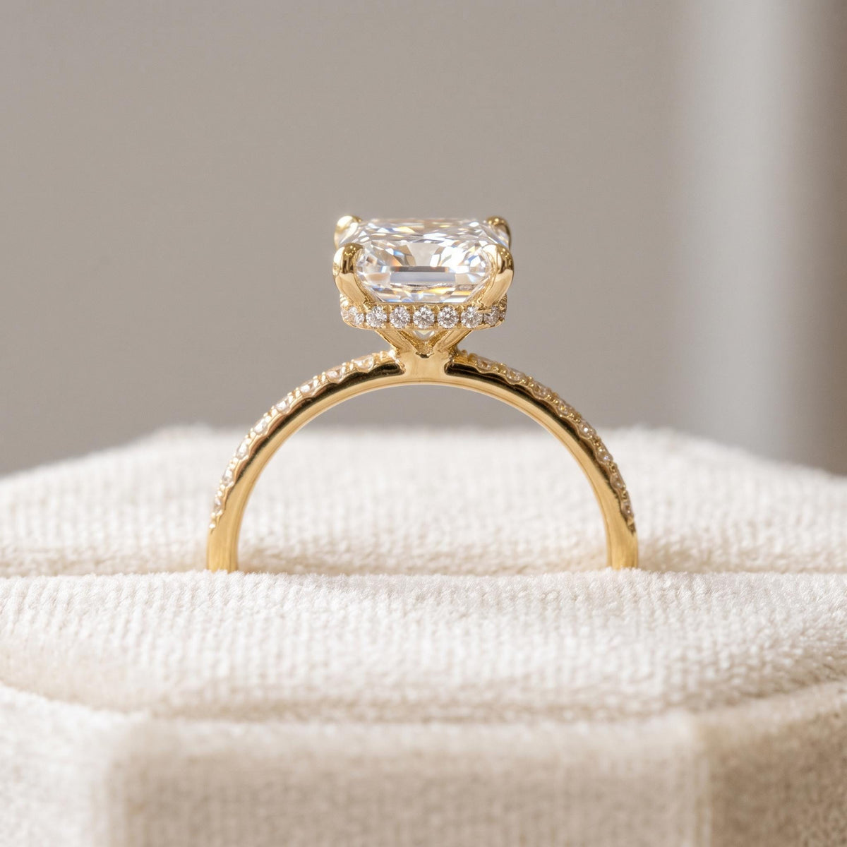 Radiant Cut Lab Grown Diamond Engagement Ring, Hidden Halo, 1–3 Ct, Solid 14K Gold, IGI Certified