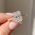 Radiant Cut Lab Grown Diamond Engagement Ring, Hidden Halo, 1–3 Ct, Solid 14K Gold, IGI Certified
