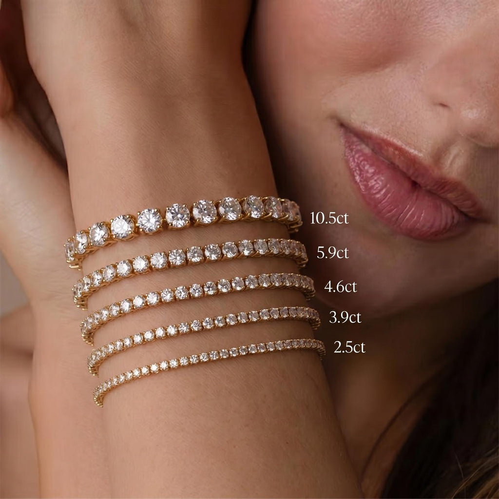 Lab Grown Diamond Tennis Bracelet, 2.5–10.5 CTW, Solid 14K Gold, IGI Certified