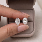 Oval Moissanite Stud Earrings, 1 CTW D VVS1, 925 Sterling Silver, GRA Certificate, Push or Screw Back