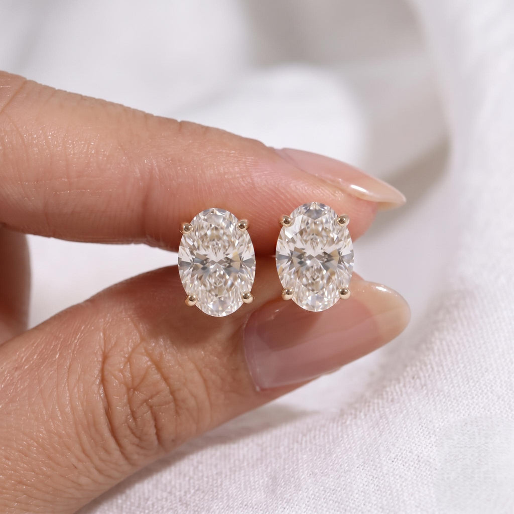 Oval Moissanite Stud Earrings, 1 CTW D VVS1, 925 Sterling Silver, GRA Certificate, Push or Screw Back