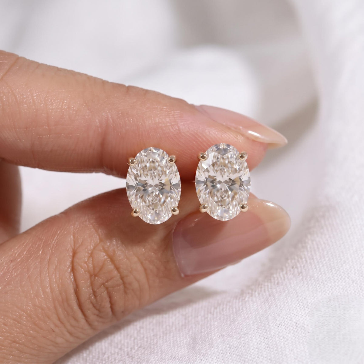 Oval Moissanite Stud Earrings, 1 CTW D VVS1, 925 Sterling Silver, GRA Certificate, Push or Screw Back