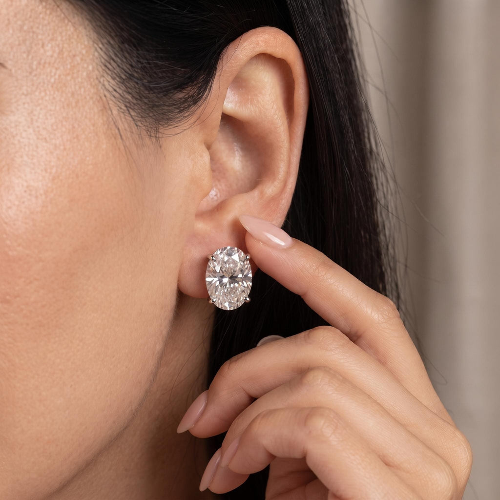 Oval Moissanite Stud Earrings, 1 CTW D VVS1, 925 Sterling Silver, GRA Certificate, Push or Screw Back