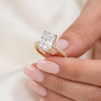 Radiant Cut Lab Grown Diamond Engagement Ring, Hidden Halo, 1–3 Ct, Solid 14K Gold, IGI Certified