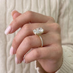 Radiant Cut Lab Grown Diamond Engagement Ring, Hidden Halo, 1–3 Ct, Solid 14K Gold, IGI Certified